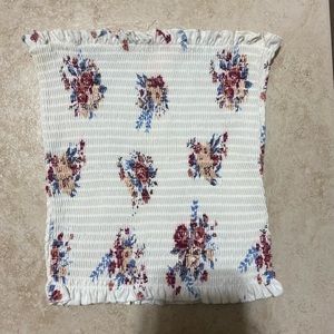 ruched floral tube top